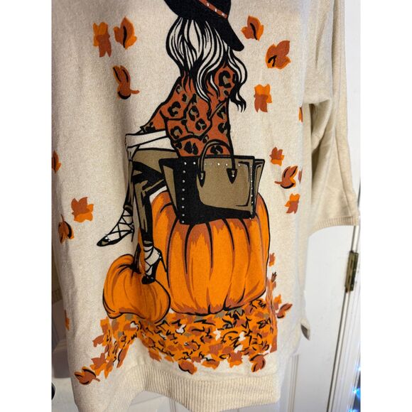 Love + Lace Women's Fall Autumn Pumpkin Sweater Large - Picture 2 of 9